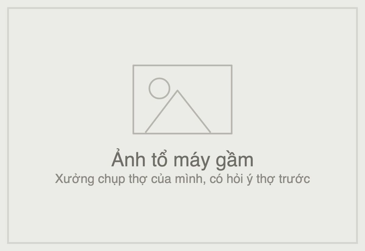 Ô nhãn xám vẽ sẵn — chỗ để xưởng gắn ảnh tổ máy gầm của mình